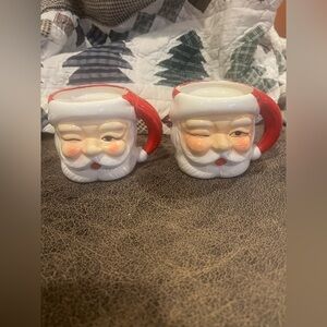 Santa Claus Face Mugs with Red Handles